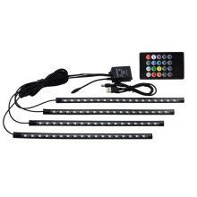 Music Sound Active Car Interior RGB LED Strip Light 4PCS 48leds DC12V Auto Atmosphere Light/Underdash Lighting Strip Kit